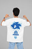 Sonic Baskılı Unisex Oversize Çizgi Film Tişört