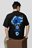 Sonic Baskılı Unisex Oversize Çizgi Film Tişört