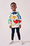 Next Baby Pamuklu Dinozor Desenli Uzun Kollu Sweatshirt Alt Üst Takım