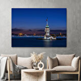 Kız Kulesi Gece Manzarası Dekoratif Kanvas Tablo-6502
