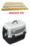 Yıkanabilir Kedi Ve Köpek Taşıma Çantası Minderi Fermuarlı 40x25x3 Cm-sarı Gri Zikzak