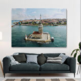 Kızkulesi ve Üsküdar Kuşbakışı Manzarası Dekoratif Kanvas Tablo-6509