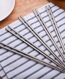 Berg -  5'li Metal Chopstick 5'li Hediye Kutusu ile Kore Yemek Çubuğu Paslanmaz Metal Chopstick