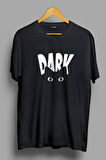 Dark Cat - Üniseks Oversize Transfer Baskılı T-Shirt