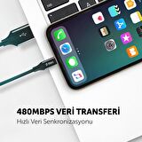 Ttec Super Şarj Örgü Tasarım 2Mt İPhone Şarj Kablo İphone 11 12 13 14 Pro Max Şarj Kablosu 480Mbps