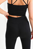 Yüksek Bel  Geniş Kemer ile Toparlayıcı Spor Tayt