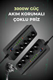 PRO P13 3000W Akım Korumalı 5 Girişli Type-c ve USB Girişli Uzatmalı Grup Priz