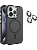 İPHONE 15 UYUMLU MAGSAFE ÖZELLİKLİ SERT KAPAK LENS KORUMA  SİYAH