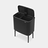 Brabantia Çöp Kutusu İki Bölmeli 11+23 litre Bo Touch Bin Mat Siyah 316203