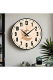 Dekoratif Türkçe Rakamlı UV Baskılı Duvar Saati (Sessiz) Akar Mekanizma 40CM Metal Akrep Yelkovan