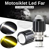 Otomobil Araç Motosiklet Mercekli Far Ampulü Led Far Çift Renk Sarı-Beyaz CSP Led Lamba Delici Yayıcı Uzun Kısa 1 Adet H4