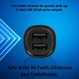 Ttec Şarj Akım Korumalı 15.5W Çift USB Girişli Araç Çakmaklık Şarjı Tüm Araçlarla Uyumlu Araç Şarj Başlık