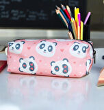 Pembe Panda Desenli Tatlı Kalemlik - Okul Kalemliği-Makyaj Çantası