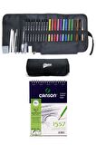 Canson Eskiz Defteri A5 120 Gr 40 Yp Faber Watercolor Kuru Boya Lyra Karakalem Rulo Çantalı Set