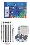 Alex Schoeller A5 300 Gr 12 Yaprak Cretacolor 6'lı Aquarell Sulandırılabilir Fırçalı Eskiz Set