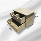 Ahşap Boyanabilir 3 Çekmeceli Takı-makyaj-aksesuar Dekoratif Organizer Kutu