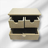 Ahşap Boyanabilir 3 Çekmeceli Takı-makyaj-aksesuar Dekoratif Organizer Kutu