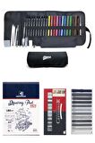 Alex Schoeller A5 Eskiz Defterli Cretacolor Toz Pastel Gri Tonlar Set 12 Li Set