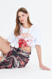 Strawberry Fields Forever Baskılı %100 Pamuk Kadın Oversize Siyah Tişört