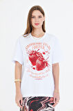 Strawberry Fields Forever Baskılı %100 Pamuk Kadın Oversize Siyah Tişört