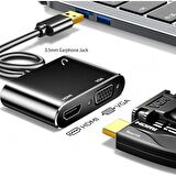 Pmr Zr702 USB 3.0 To HDMI VGA 3.5mm 1080P Monitör Çevirici Adaptör 