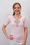 SUDE KADIN SWAROVSKİ TAŞ VE BONCUK İŞLEMELİ EL İŞİ İTHAL TRİKO 7137