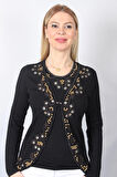 SUDE KADIN SWAROVSKİ TAŞ BONCUK İŞLEMELİ EL İŞİ İTHAL TRİKO TAKIM 7188