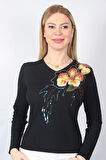 SUDE KADIN SWAROVSKİ TAŞ BONCUK İŞLEMELİ EL İŞİ İTHAL TRİKO 7152