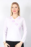 SUDE KADIN SWAROVSKİ TAŞ BONCUK İŞLEMELİ EL İŞİ İTHAL TRİKO 7162