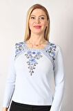SUDE KADIN SWAROVSKİ TAŞ BONCUK İŞLEMELİ EL İŞİ İTHAL TRİKO 7163