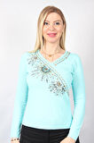 SUDE KADIN SWAROVSKİ TAŞ BONCUK İŞLEMELİ EL İŞİ İTHAL TRİKO 7168