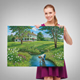 Akarsuda Oynayan Çocuk Tablosu-6533