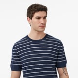 Nautica Erkek Lacivert Regular Fit Kısa Kollu Çizgili Triko