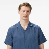 Nautica Erkek Mavi Regular Fit Kısa Kollu Keten Gömlek