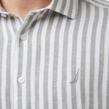 Nautica Erkek Yeşil Regular Fit Kısa Kollu Çizgili Gömlek