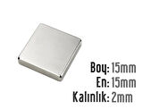 Neodyum Mıknatıs Köşeli  15x15mm , Kalınlık 2 mm ( 5 Adet)
