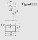 Creavit Next 40x50 cm Setüstü Düz Kare Lavabo NX242