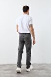 Erkek Likralı Straight Fit Jean Pantolon Gri