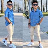 MODAVALS LYOCELL DENİM GÖMLEK GABARDİN PANTOLON ERKEK ÇOCUK ALT & ÜST TAKIM