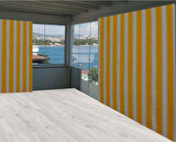 Ceylan Home Balkon Perdesi Sarı Kalın Çizgili 900x250