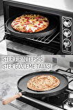 36 cm Meşe Saplı Granit Gözleme Tavası - Izgara Pizza Krep Tavası