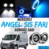 Peugeot Boxer Uyumlu Üniversal Mercekli Angel Sis Farı Metal Su Geçirmez 76 mm Buz Mavi Halkalı Gündüz Farı Angel Eyes 2 Adet