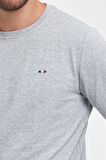 Erkek Gri Bisiklet Yaka Nakış Detaylı Regular Fit Sweatshirt
