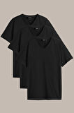 Erkek Çok Renkli T- Shirt Regular Fit Rahat Kesim V Yaka 3'lü Basic Tişört Paketi