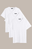 Erkek Çok Renkli T- Shirt Regular Fit Rahat Kesim V Yaka 3'lü Basic Tişört Paketi