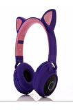 Orijinal Tf Kart Girişli Radyolu Bluetooth 5.0 Kulaklık Yüksek Ses Akıllı Led Işıklı Kedi Kulaklık