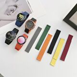 Megafox Samsung Gear S2/S3/Sport Uyumlu Mıknatıslı Kordon Suni Deri Tasarımlı Çift Renkli Kayış