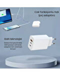2 Type - C + Usb Giriş Şarj Adaptörü 65W   Hızlı Şarz Iphone Xiaomi Huawei Samsung Oppo Uyumlu