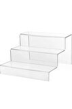 Pleksi Merdiven Raf Şeffaf3 (30 CM GENİŞLİK) 3 Katlı Stand