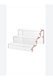 Pleksi Merdiven Raf Şeffaf3 (30 CM GENİŞLİK) 3 Katlı Stand